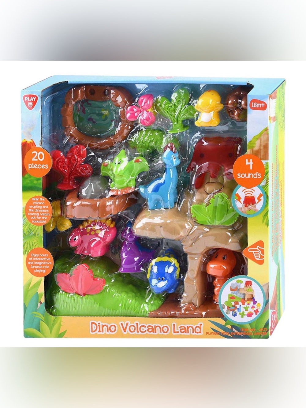 Dino Volcano Land Play Set - Ages 3 Plus - 20 Pieces - NIB
